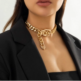  Cuban Chunky Choker Necklace for Women Vintage Heavy Metal Thick Chain Short Necklace