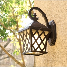  Outdoor Wall Light Fixtures Vintage Porch Lamp Retro Sconce Black+Glass for Villa Balcony Aisle Garden Exterior Lighting
