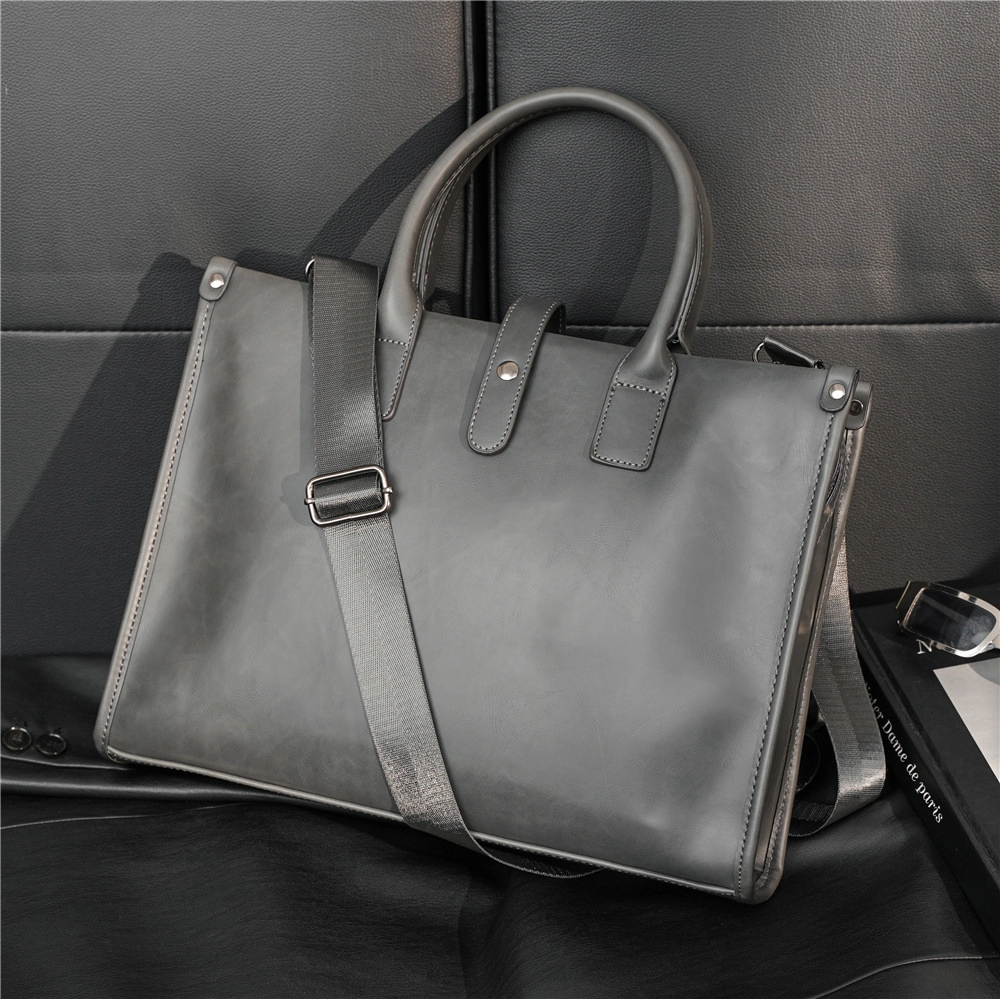  High Quality Pu Leather retro Business Casual Briefcase Handbag Single Shoulder Crossbody Bag Document Bag