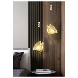 Light Luxury Butterfly Pendant Lamp Nordic Golden Chandelier Staircase Bedroom Bedside Lamp Hall Restaurant Art Hanging Lights