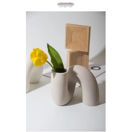  White Twist Pipe-Shaped Ceramic Flower Vase for Decor,Modern Minimalist Abstraction Vases